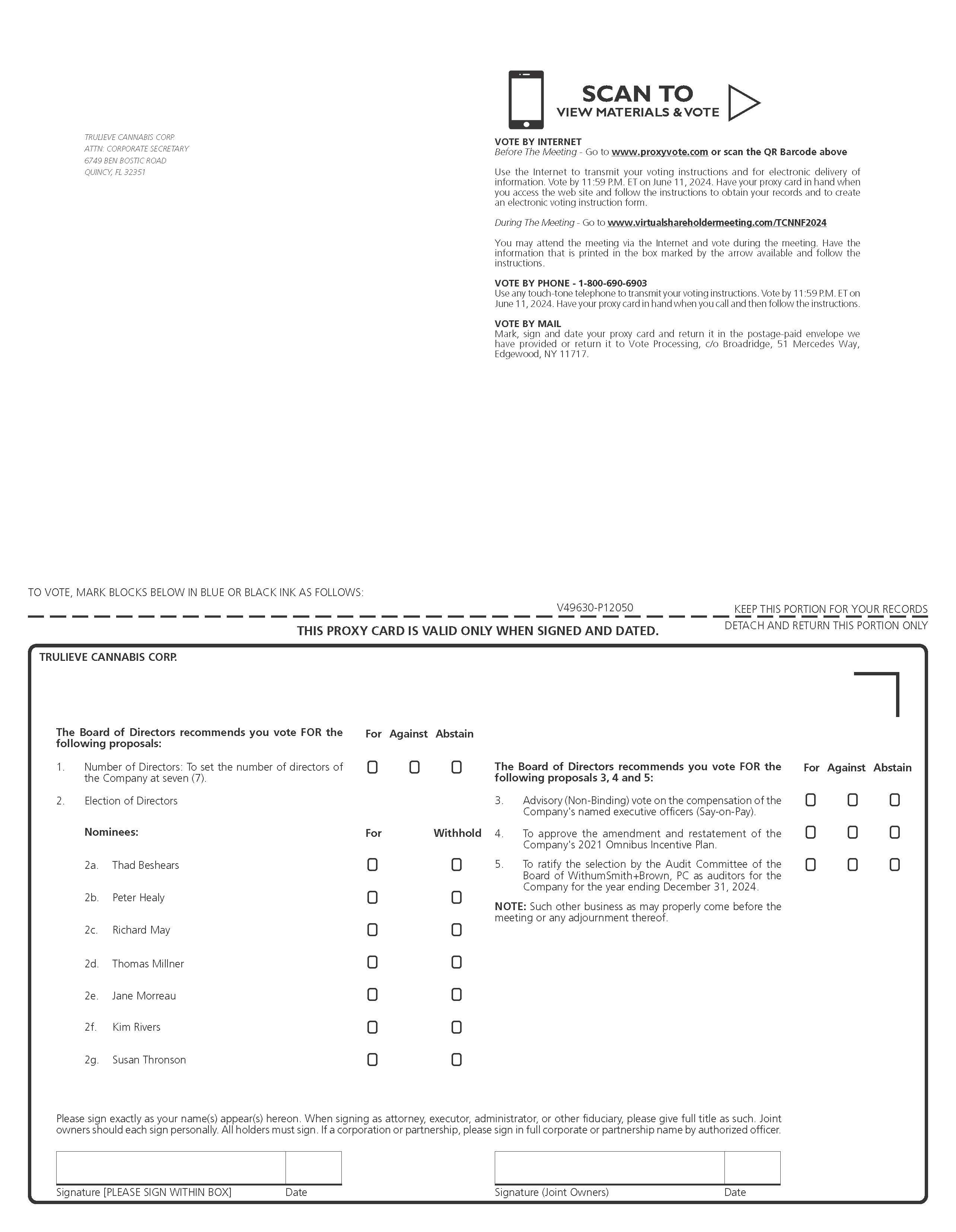 TRULIEVE CANNABIS CORP._V_Proxy Card Cover.jpg