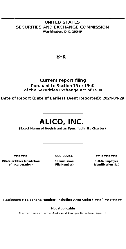 ALCO : 8-K Current report filing