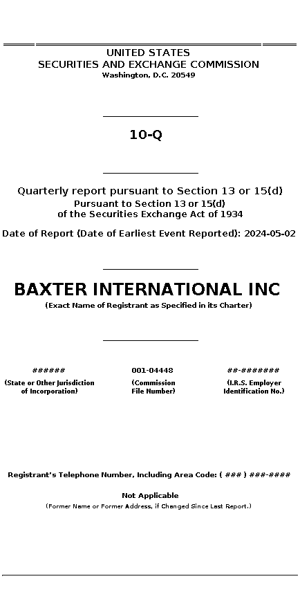 BAX : 10-Q Quarterly report pursuant to Section 13 or 15(d)