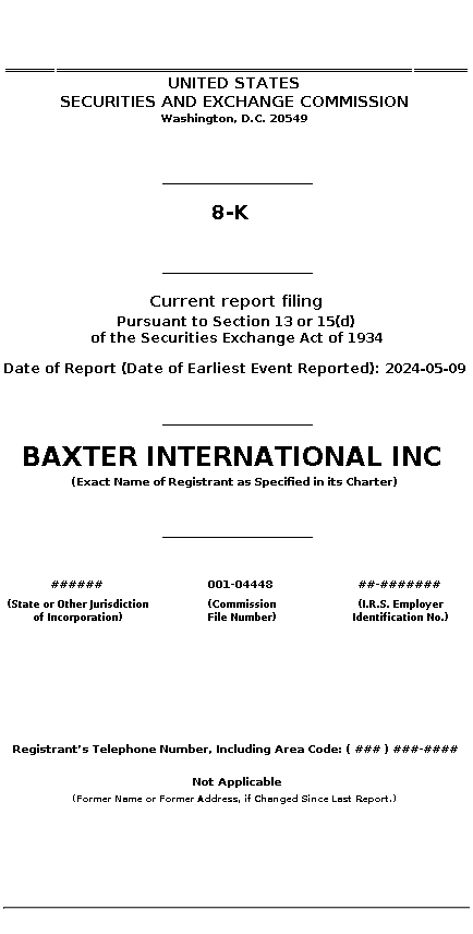 BAX : 8-K Current report filing