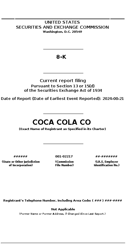 ko : 8-K Current report filing