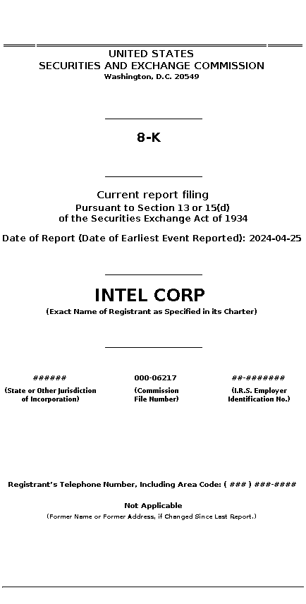 INTC : 8-K Current report filing