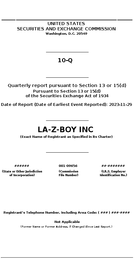 LZB : 10-Q Quarterly report pursuant to Section 13 or 15(d)
