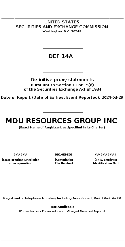 MDU : DEF 14A Definitive proxy statements