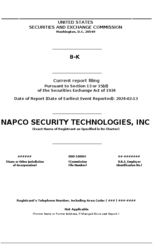 NSSC : 8-K Current report filing