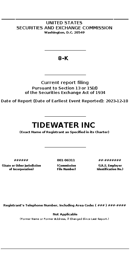 TDW : 8-K Current report filing