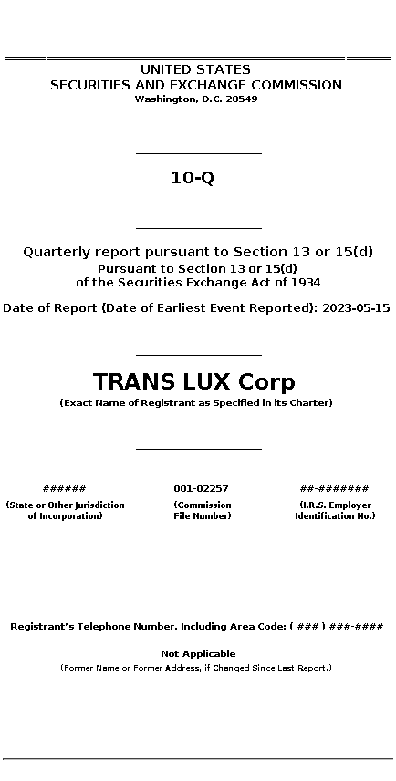 TNLX : 10-Q Quarterly report pursuant to Section 13 or 15(d)