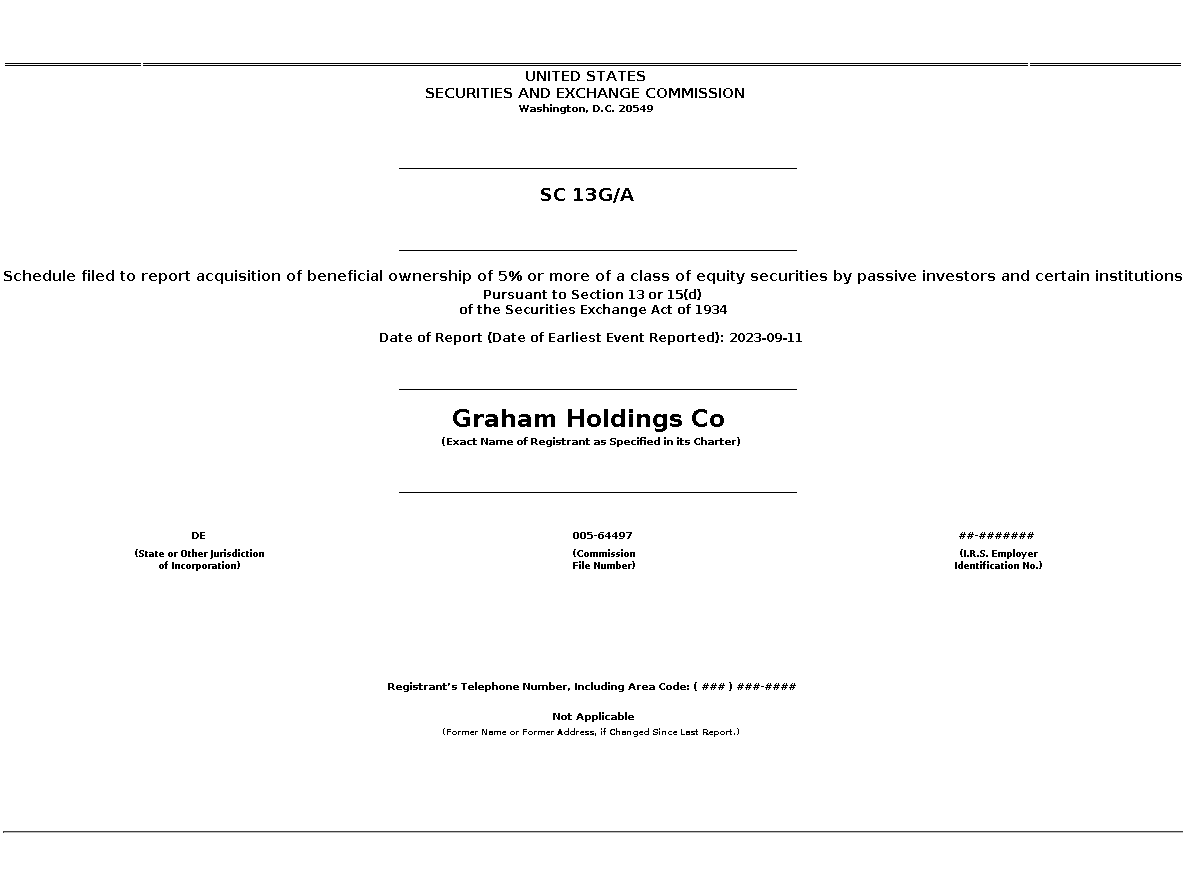 GHC : SC 13G/A Schedule filed to report acquisition of beneficial ownership of 5% or more of a class of equity securities by passive investors and certain institutions