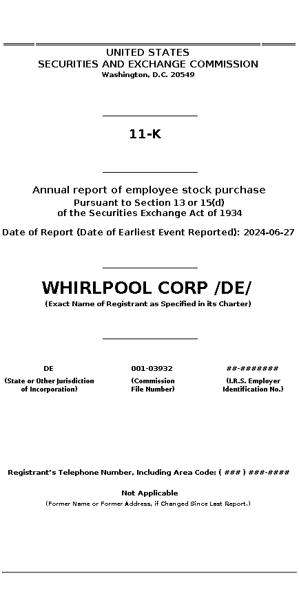 whr : 11-K Annual report of employee stock purchase