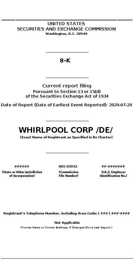 whr : 8-K Current report filing