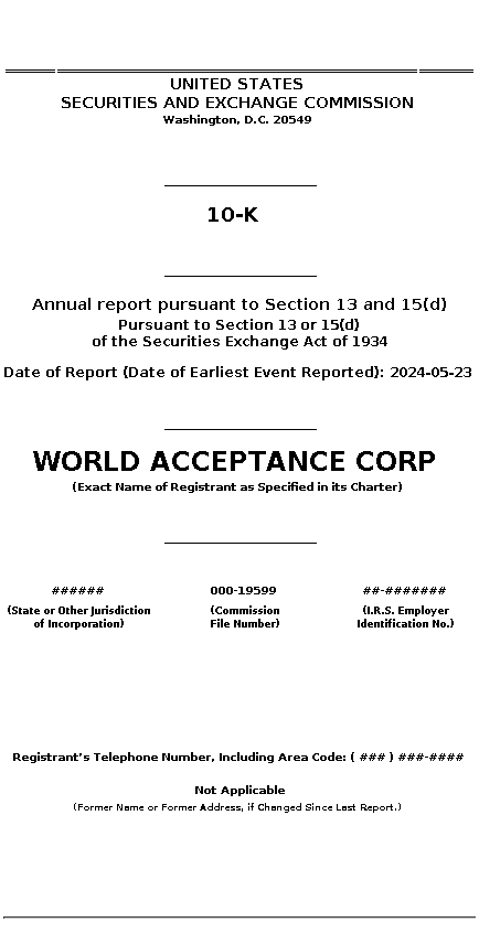 WRLD : 10-K Annual report pursuant to Section 13 and 15(d)