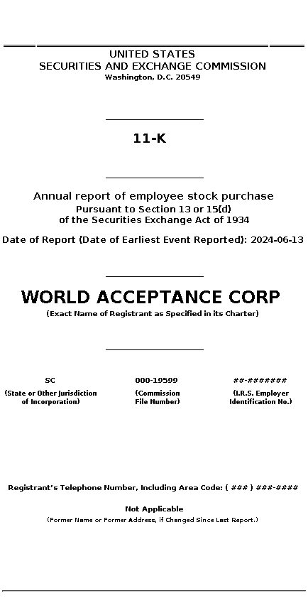 WRLD : 11-K Annual report of employee stock purchase