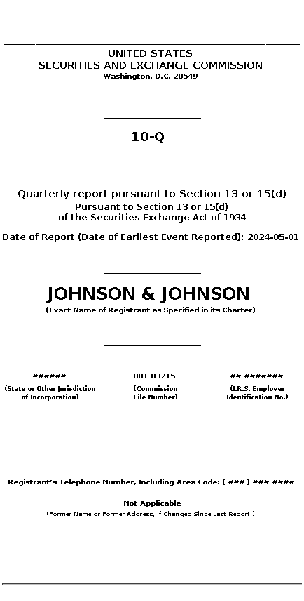 JNJ : 10-Q Quarterly report pursuant to Section 13 or 15(d)