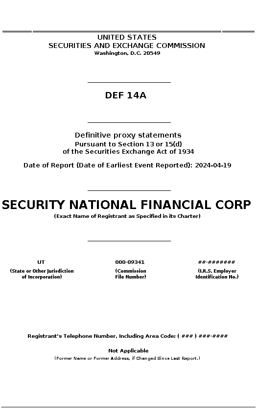 SNFCA : DEF 14A Definitive proxy statements