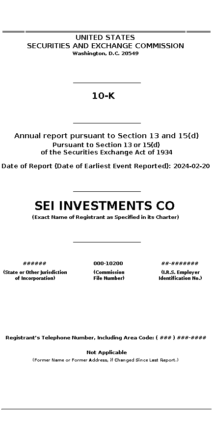 SEIC : 10-K Annual report pursuant to Section 13 and 15(d)