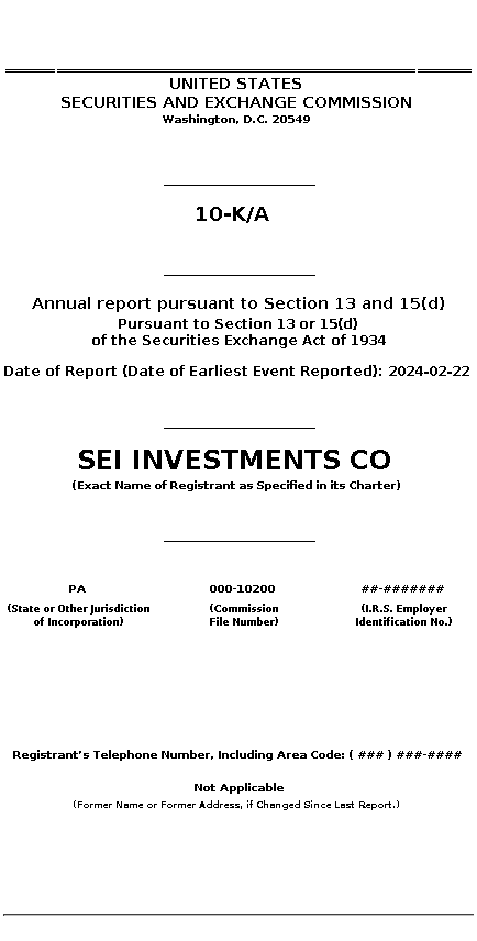 SEIC : 10-K/A Annual report pursuant to Section 13 and 15(d)