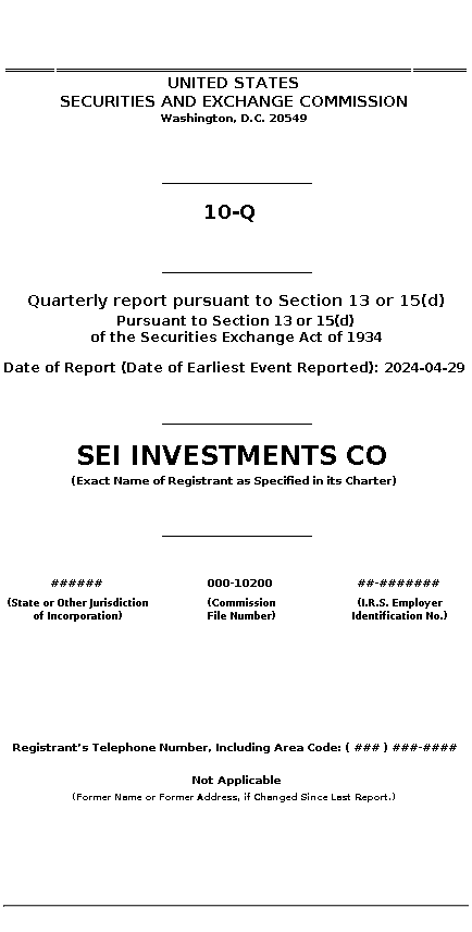 SEIC : 10-Q Quarterly report pursuant to Section 13 or 15(d)