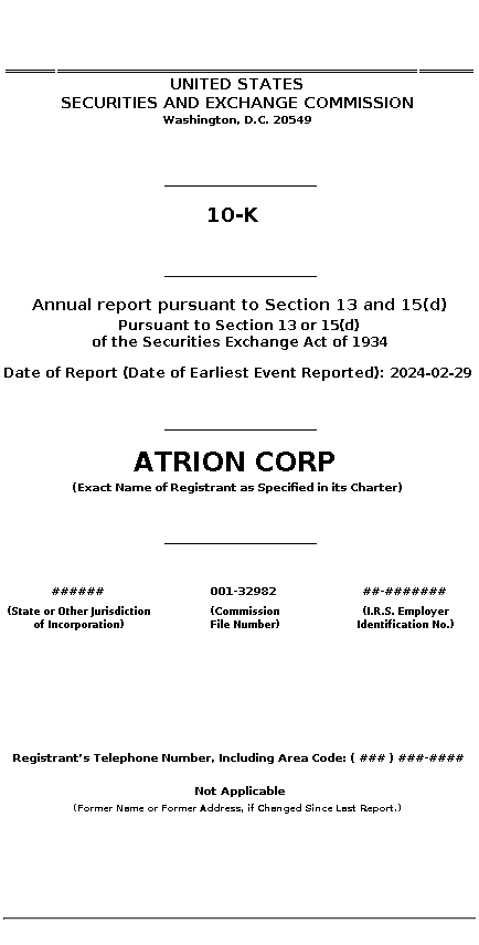 ATRI : 10-K Annual report pursuant to Section 13 and 15(d)