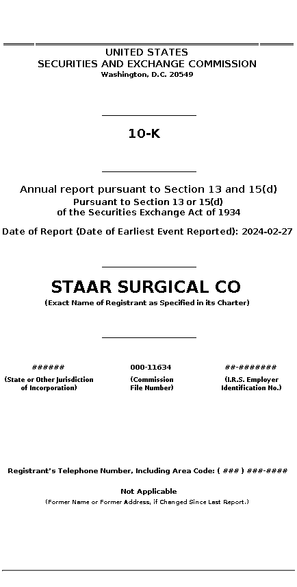 STAA : 10-K Annual report pursuant to Section 13 and 15(d)