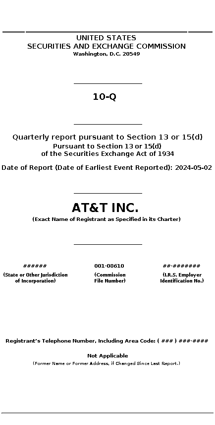 T : 10-Q Quarterly report pursuant to Section 13 or 15(d)
