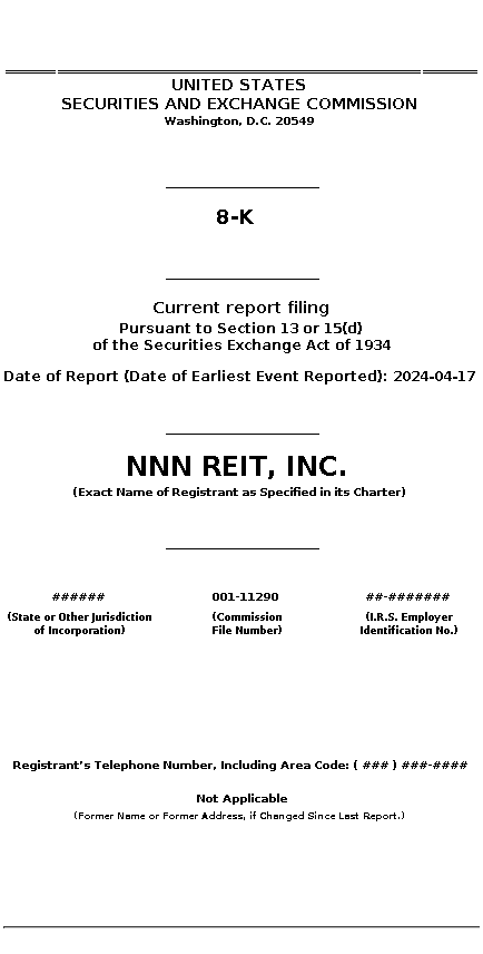 NNN : 8-K Current report filing