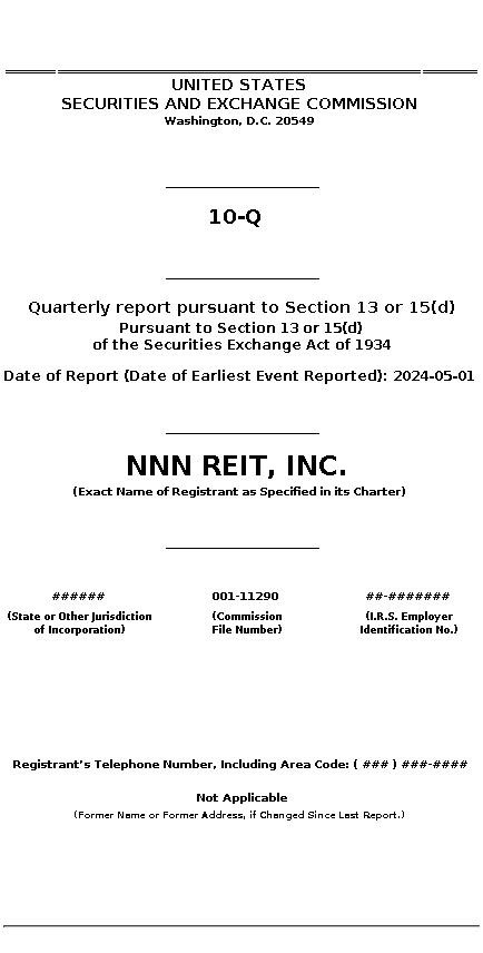 NNN : 10-Q Quarterly report pursuant to Section 13 or 15(d)