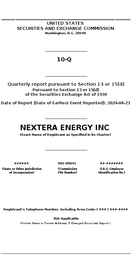 NEE : 10-Q Quarterly report pursuant to Section 13 or 15(d)