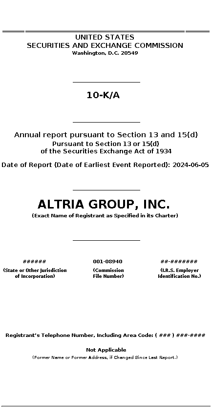 MO : 10-K/A Annual report pursuant to Section 13 and 15(d)
