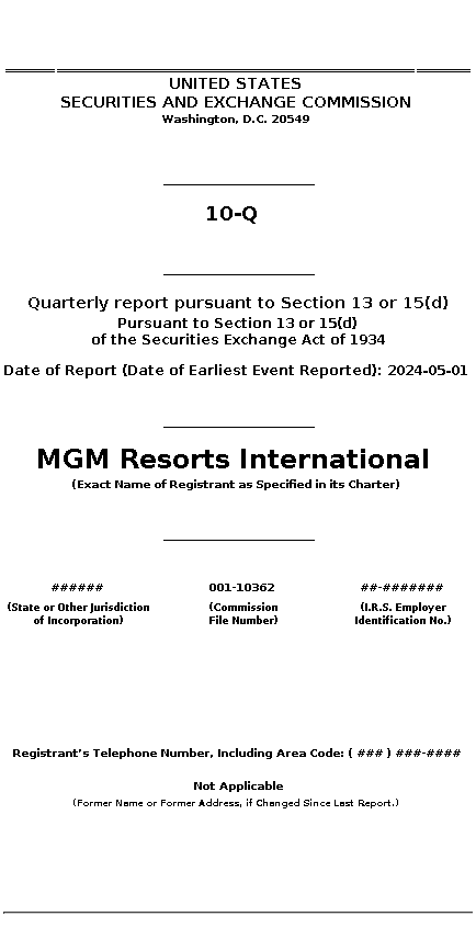 MGM : 10-Q Quarterly report pursuant to Section 13 or 15(d)
