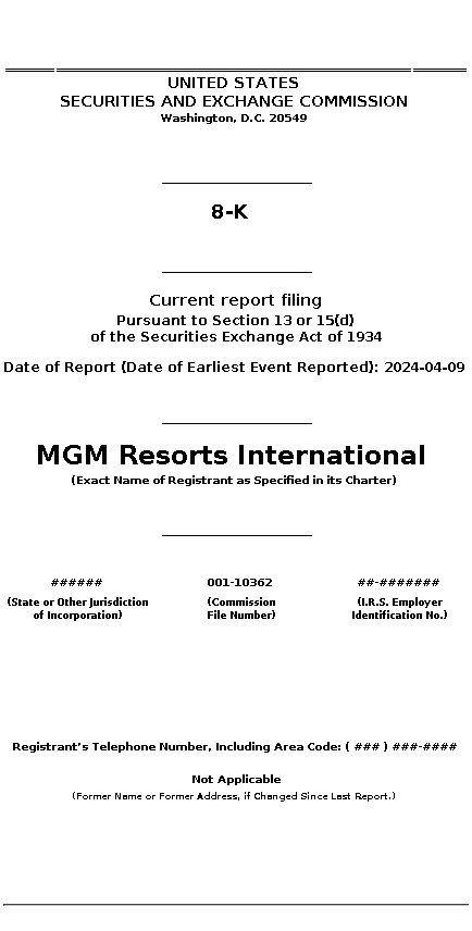 MGM : 8-K Current report filing