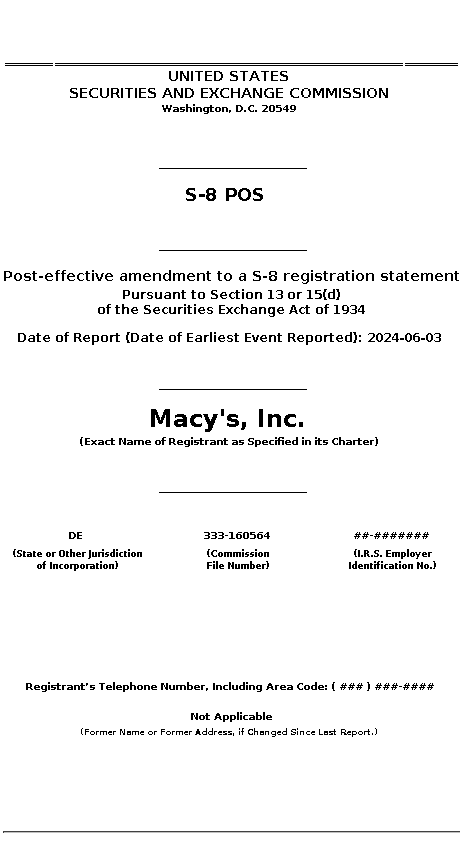 M : S-8 POS Post-effective amendment to a S-8 registration statement