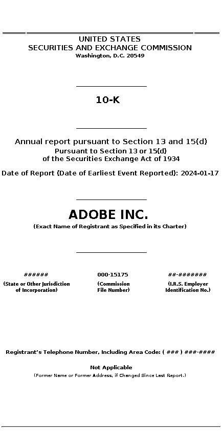 ADBE : 10-K Annual report pursuant to Section 13 and 15(d)
