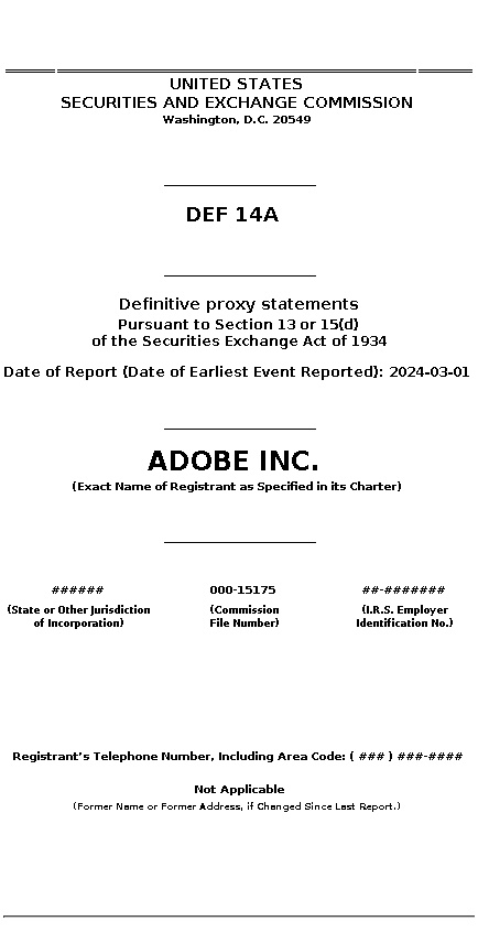 ADBE : DEF 14A Definitive proxy statements