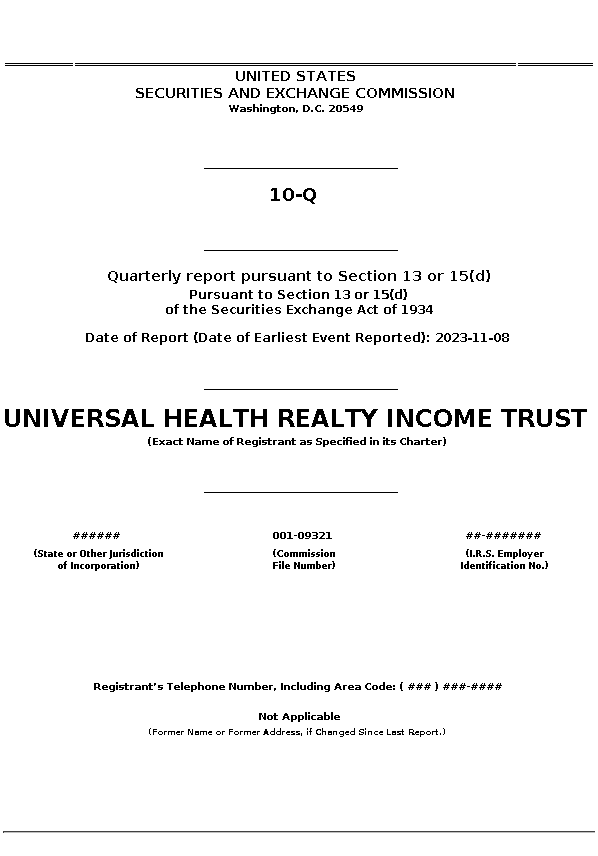 UHT : 10-Q Quarterly report pursuant to Section 13 or 15(d)