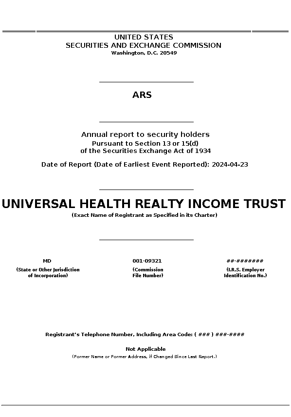 UHT : ARS Annual report to security holders