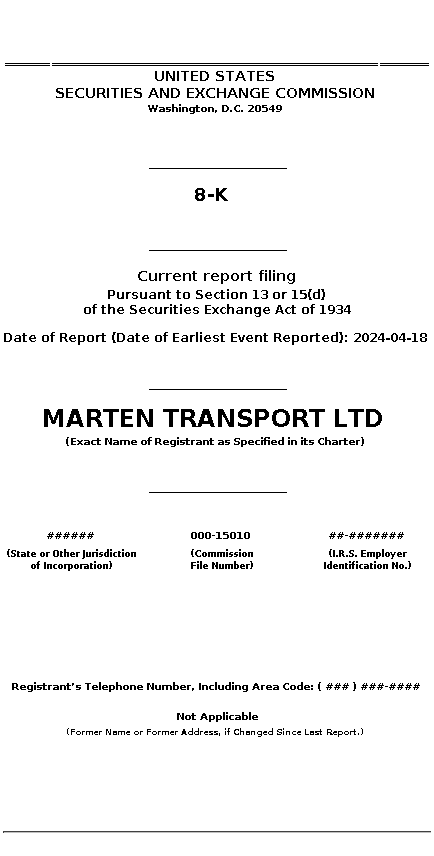 MRTN : 8-K Current report filing