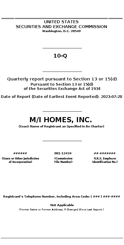 MHO : 10-Q Quarterly report pursuant to Section 13 or 15(d)