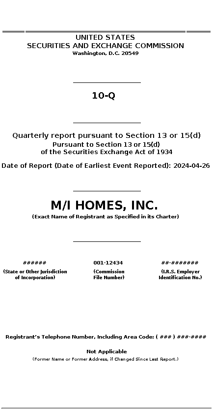 MHO : 10-Q Quarterly report pursuant to Section 13 or 15(d)
