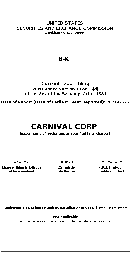 ccl : 8-K Current report filing