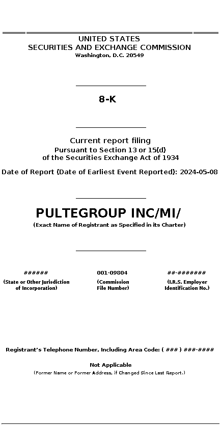 PHM : 8-K Current report filing