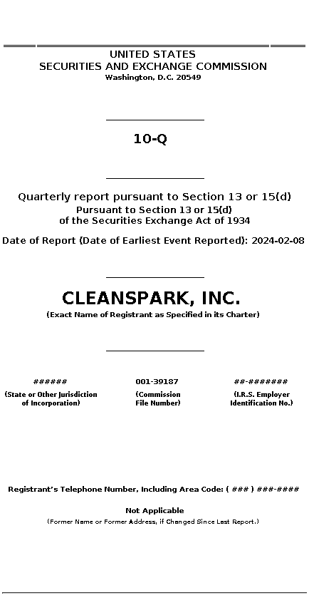 CLSK : 10-Q Quarterly report pursuant to Section 13 or 15(d)