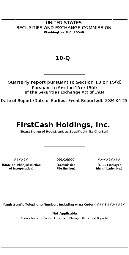 FCFS : 10-Q Quarterly report pursuant to Section 13 or 15(d)