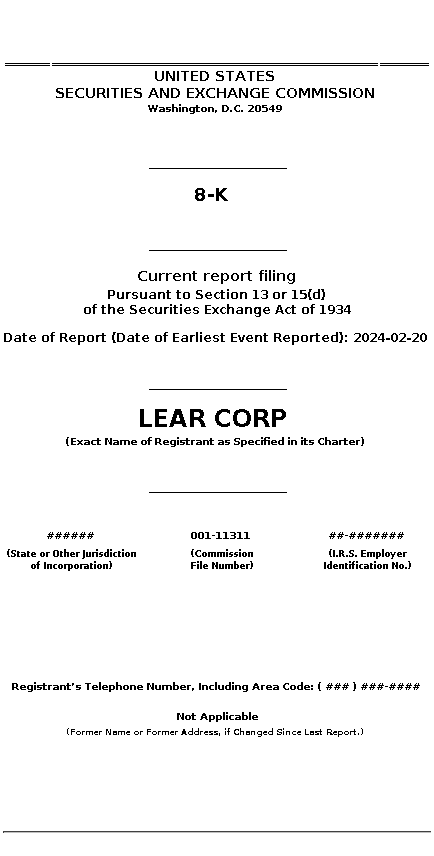 LEA : 8-K Current report filing