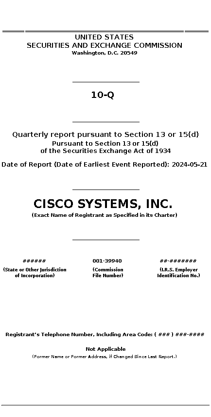 csco : 10-Q Quarterly report pursuant to Section 13 or 15(d)