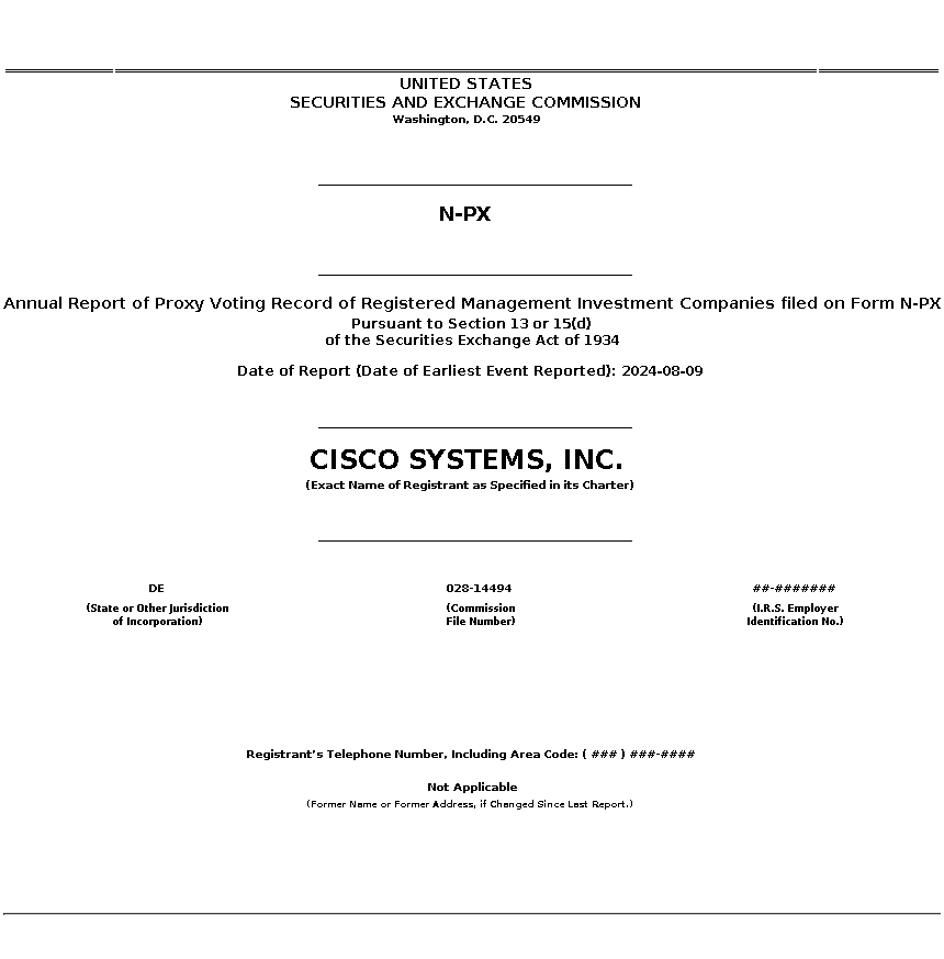 csco : N-PX Annual Report of Proxy Voting Record of Registered Management Investment Companies filed on Form N-PX