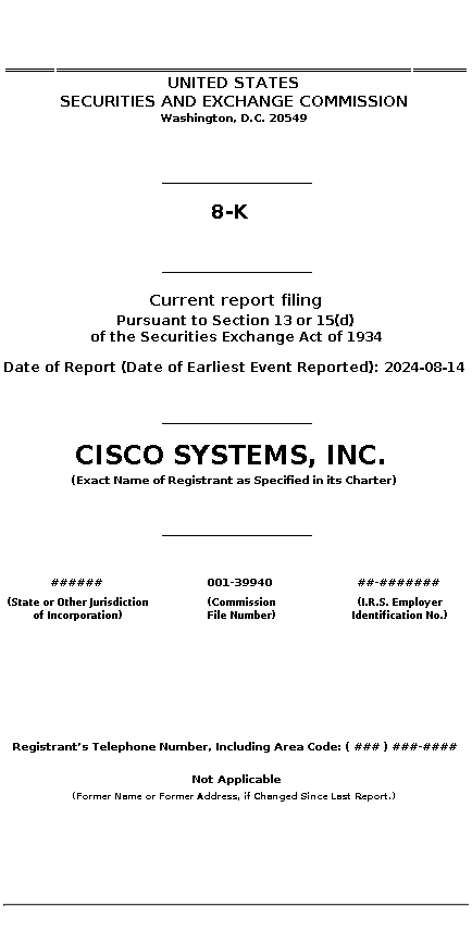 csco : 8-K Current report filing