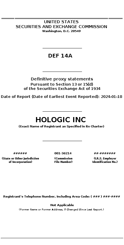 HOLX : DEF 14A Definitive proxy statements