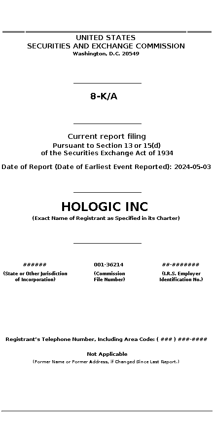 HOLX : 8-K/A Current report filing