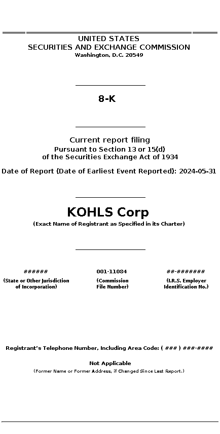 KSS : 8-K Current report filing