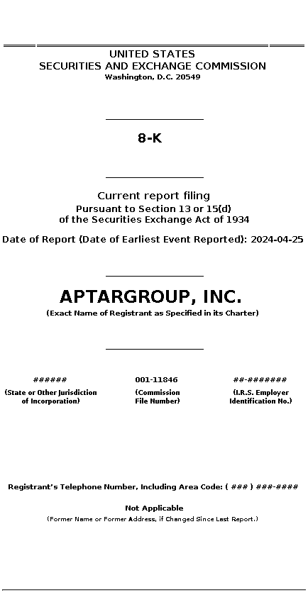 ATR : 8-K Current report filing